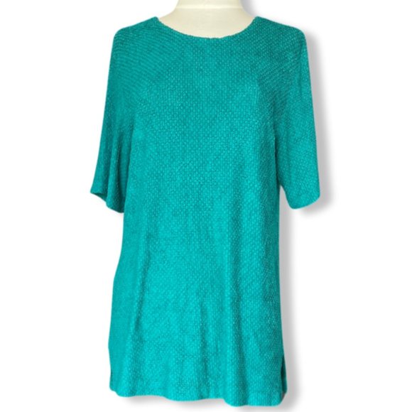 SHARADE of California Vintage Turquoise Textured Top / Mini Dress - Picture 2 of 8
